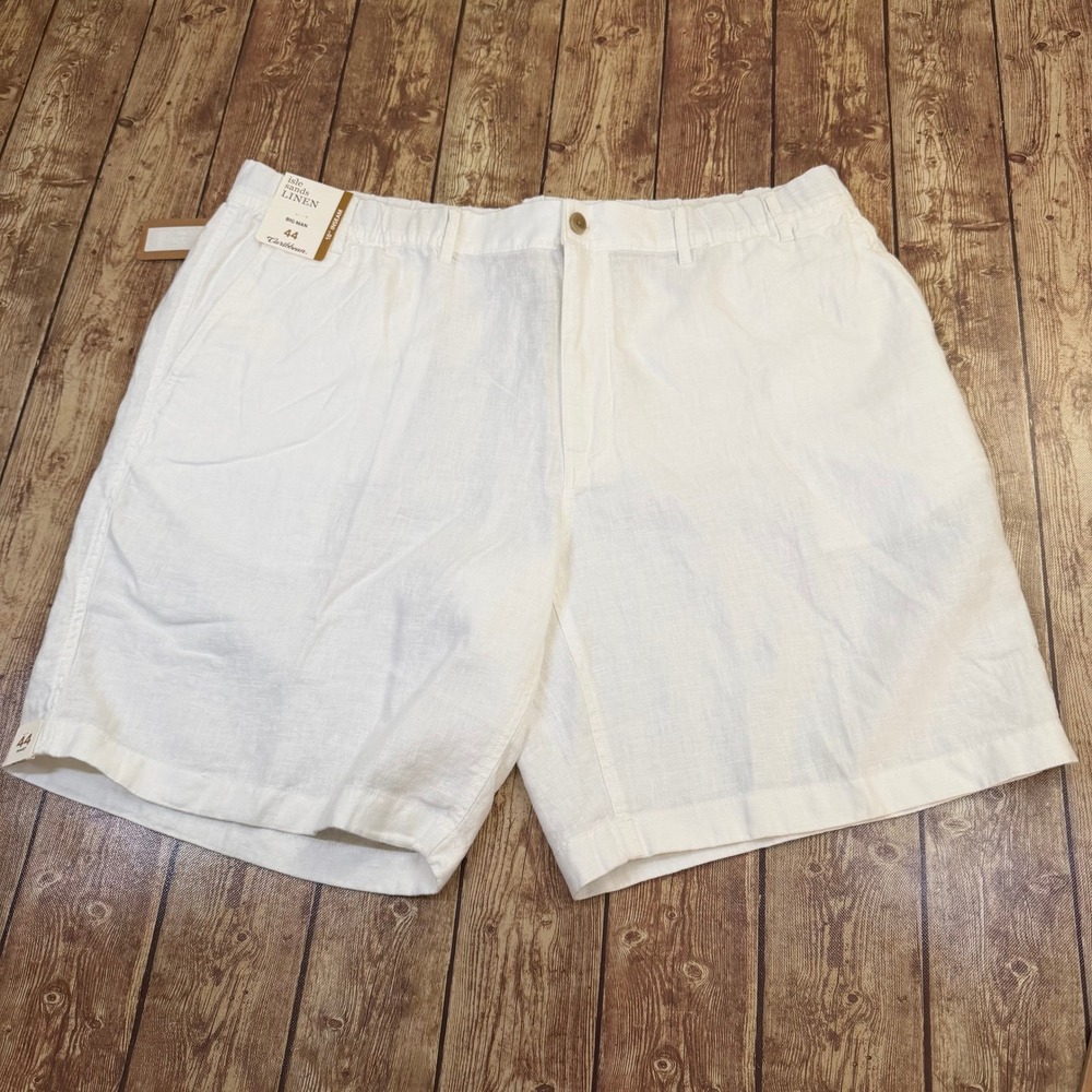 Caribbean Isle Sands Linen Shorts Mens 44 White Breathable Summer Casual NWT